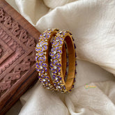 Floral Silk Thread Kundan Bangle -Purple-Matt-G12236